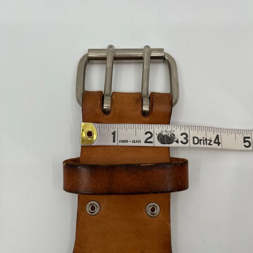 Vtg Leather Weightlifting Belt 32 Double Prong Wide Back Powerlifting Gym 37in